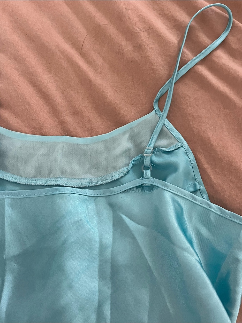 Vintage Turquoise Satin Slip Chemise - Picture 5 of 5